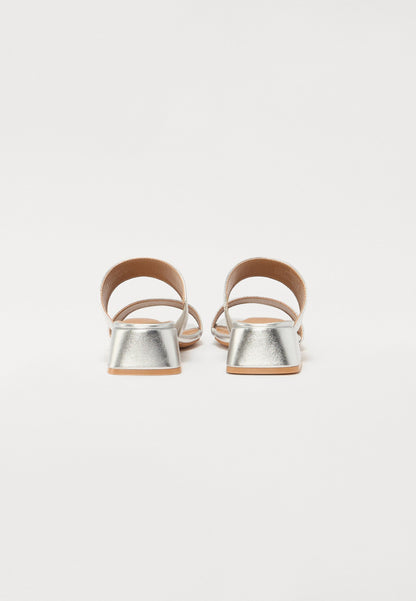 Anna Field Heeled Mules - Silver Coloured