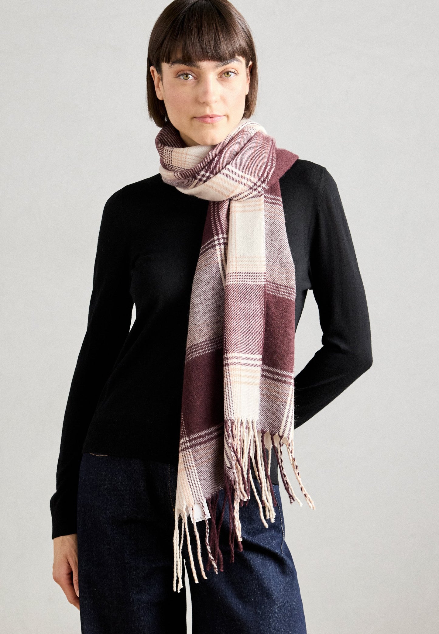 Anna Field Scarf - Wine Red/beige