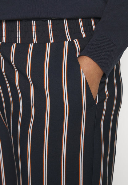  Wide Leg Pant - Trousers - Dark Blue/Brown/White