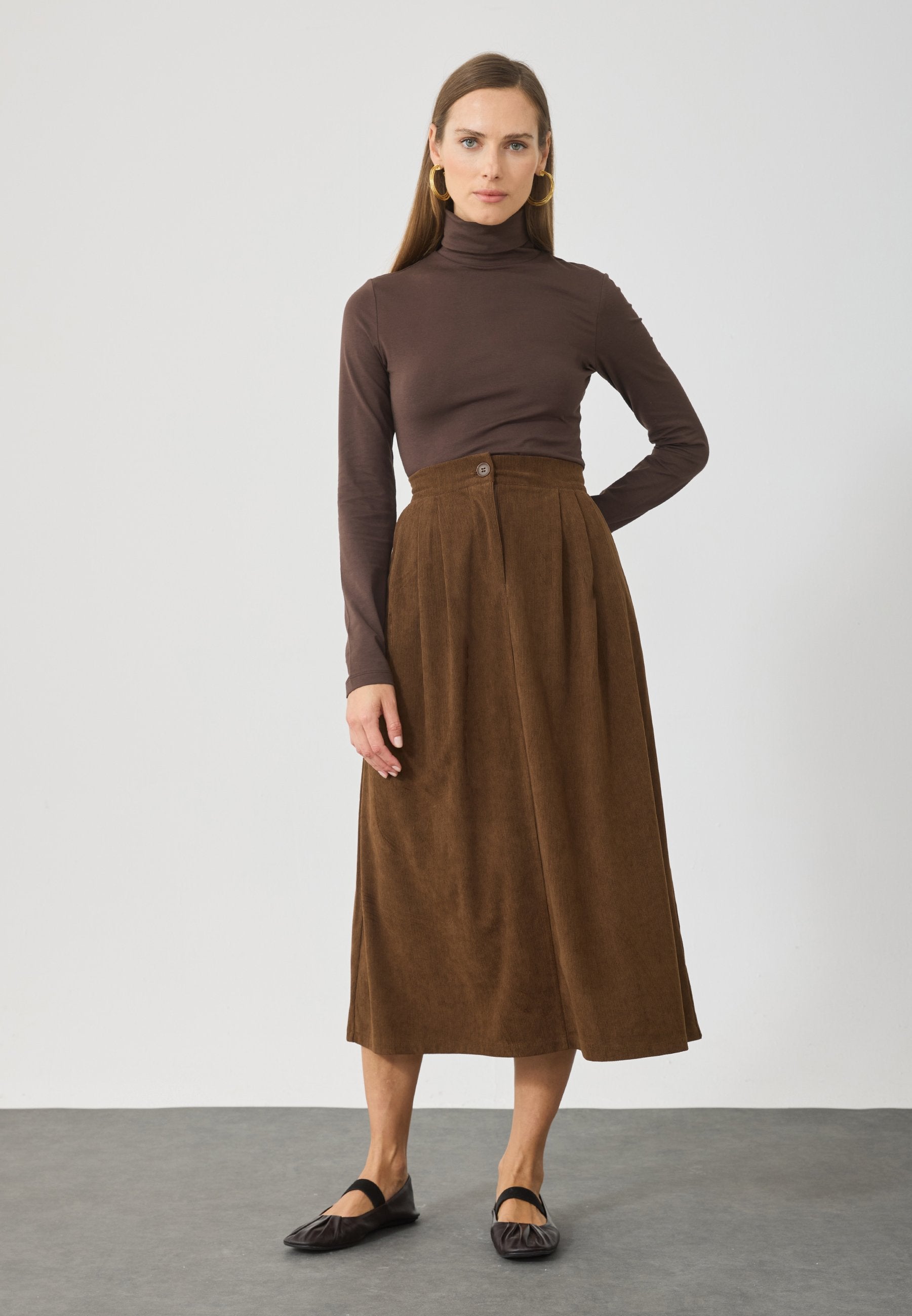 Anna Field A-line Skirt - Pinecone