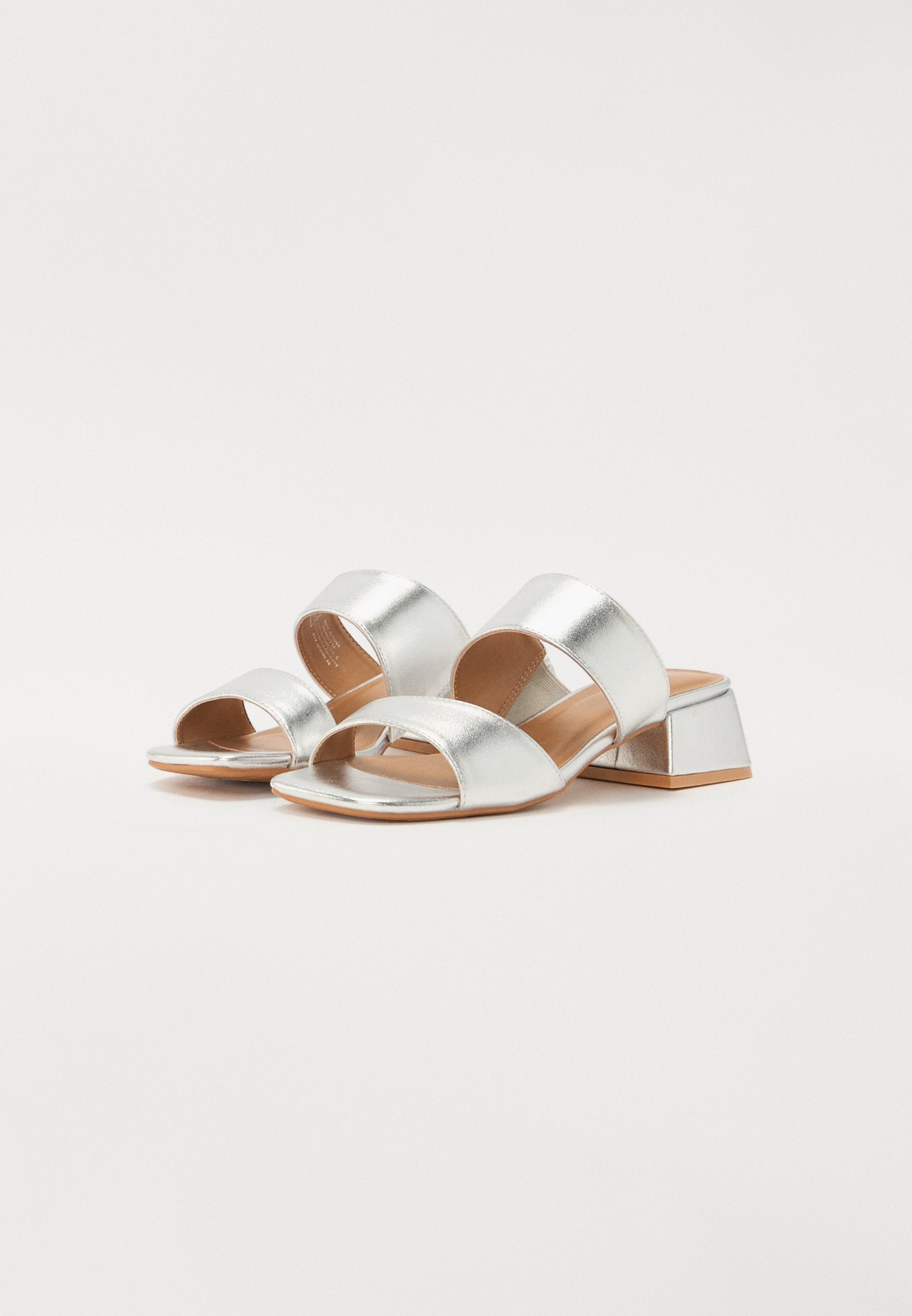 Anna Field Heeled Mules - Silver Coloured