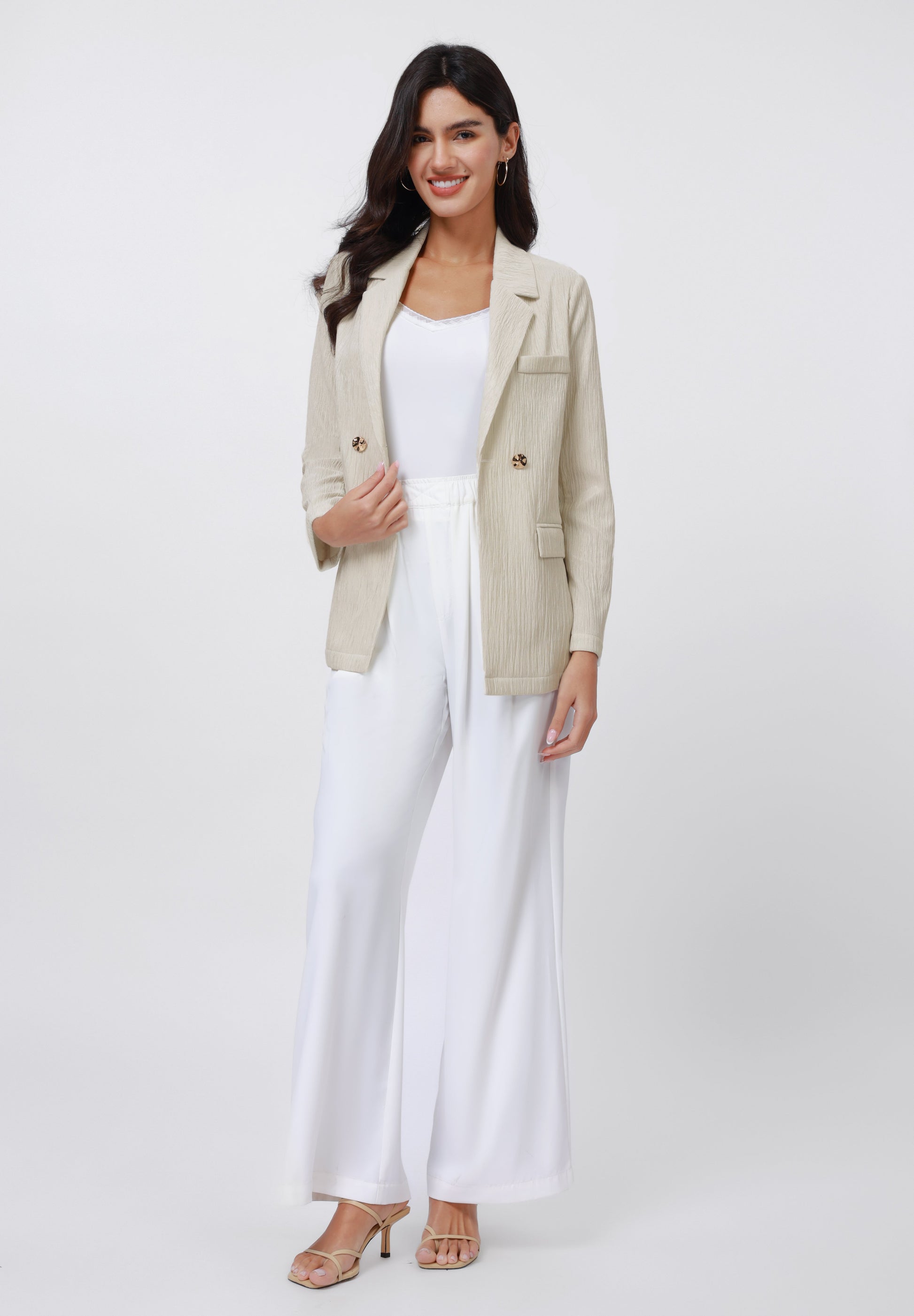 Anna Field TEXTURED CRINKLED - Blazer - Cream