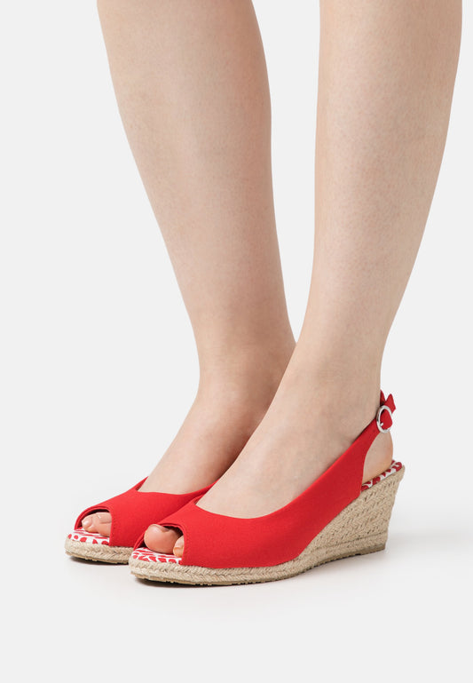 Anna Field Wedge Sandals - Red