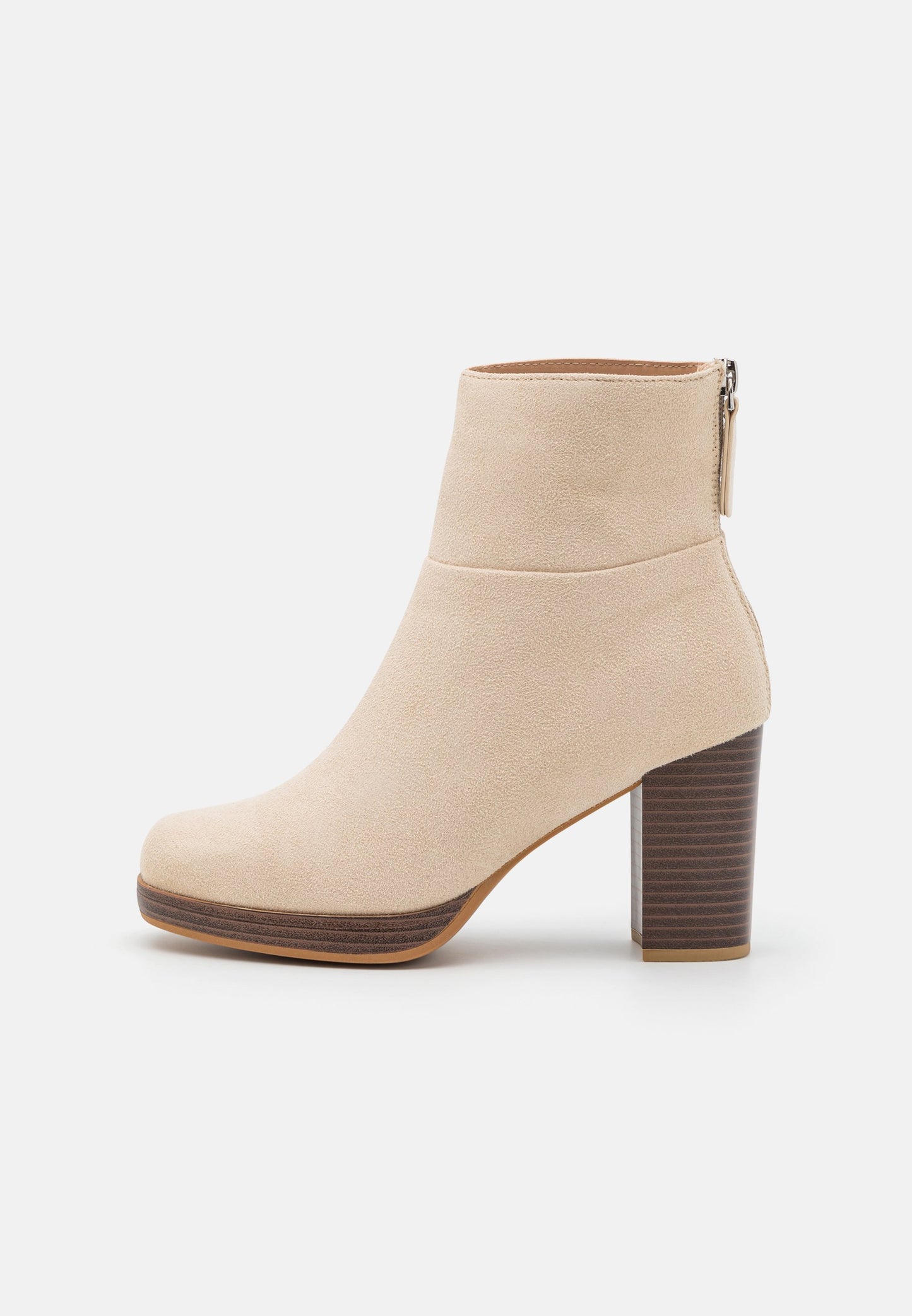  Wide Fit - Platform Ankle Boots - Beige