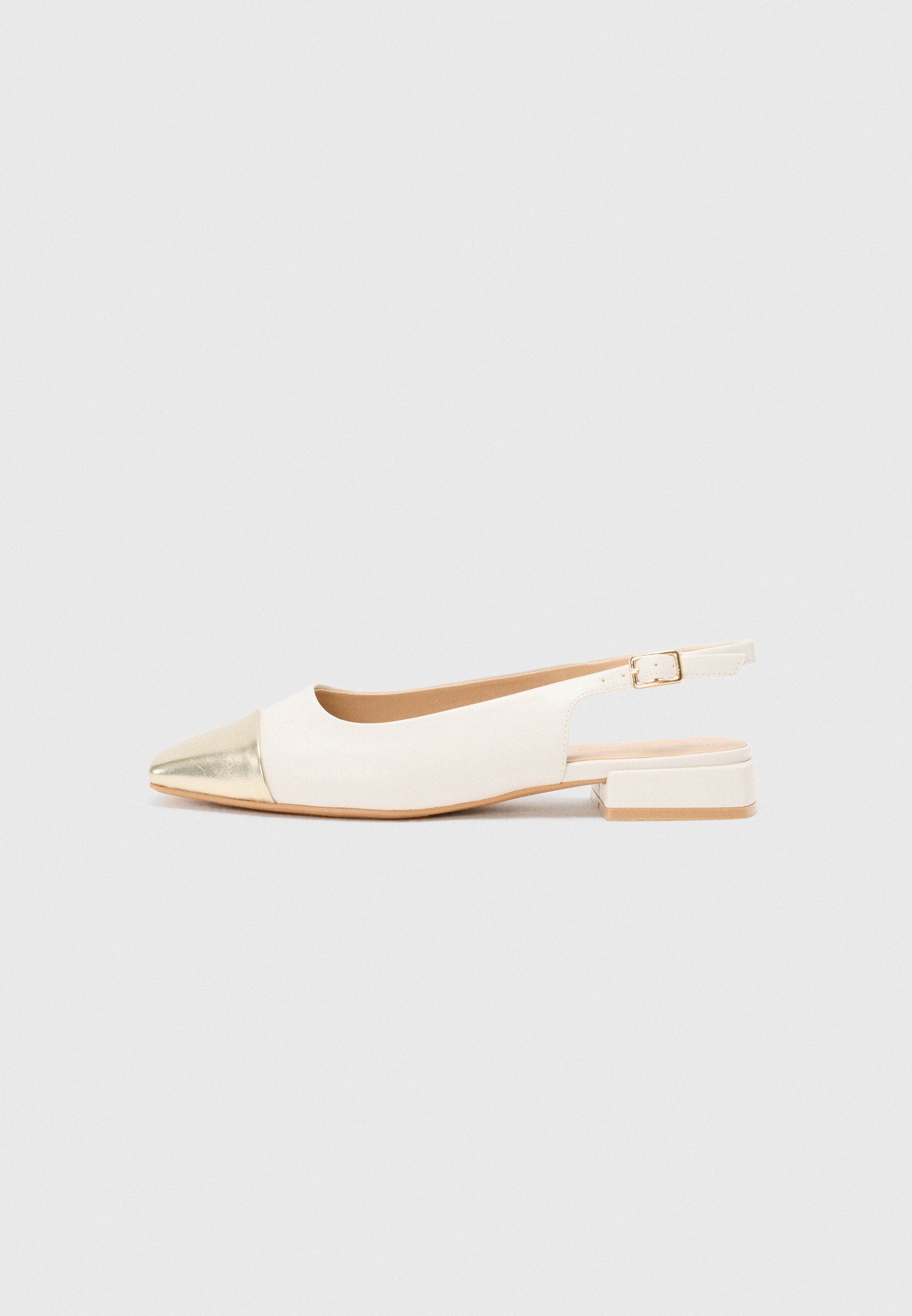  Slingback Ballet Pumps - Off White/gold Coloured