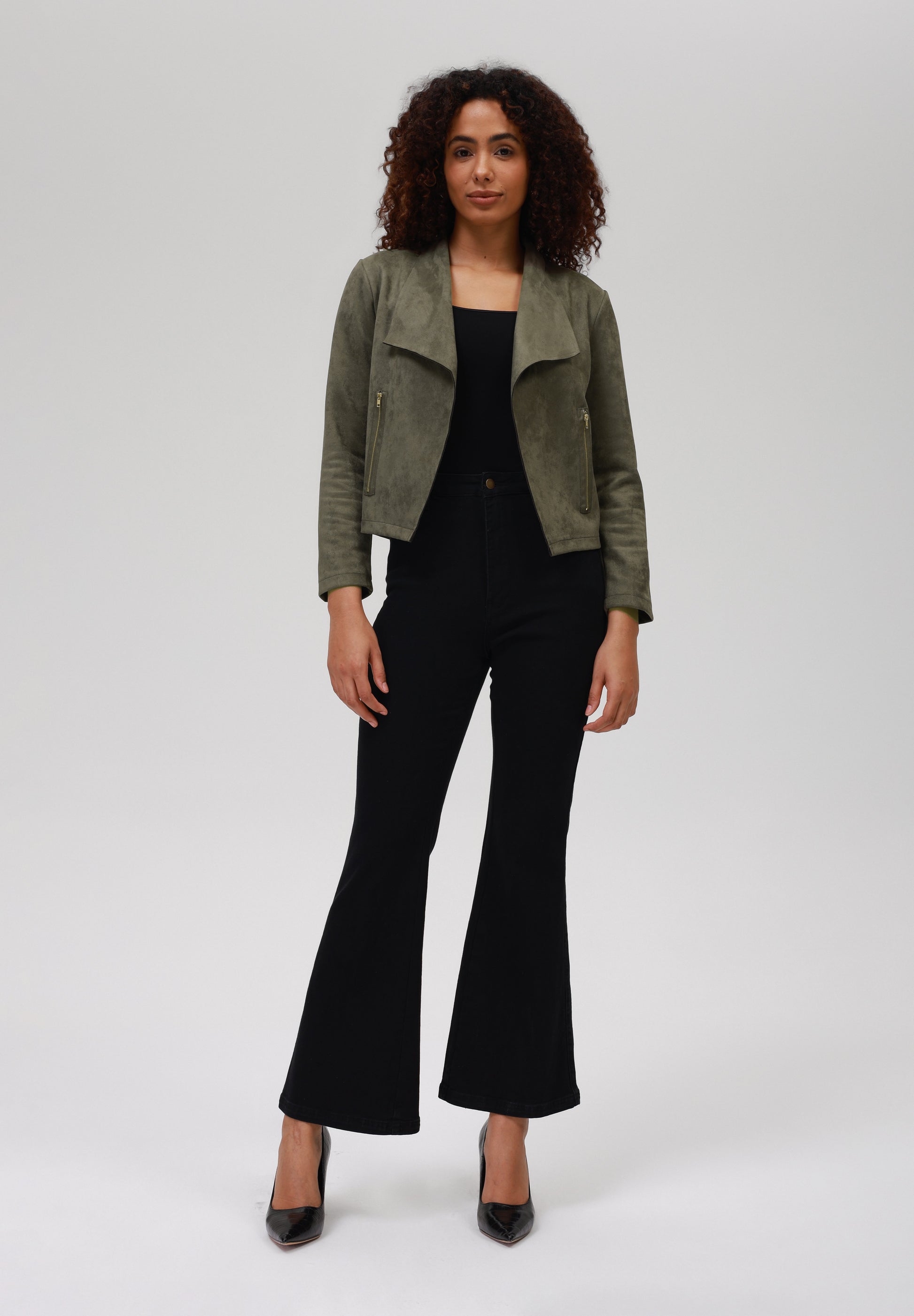 Anna Field Faux Leather Jacket - Army Green