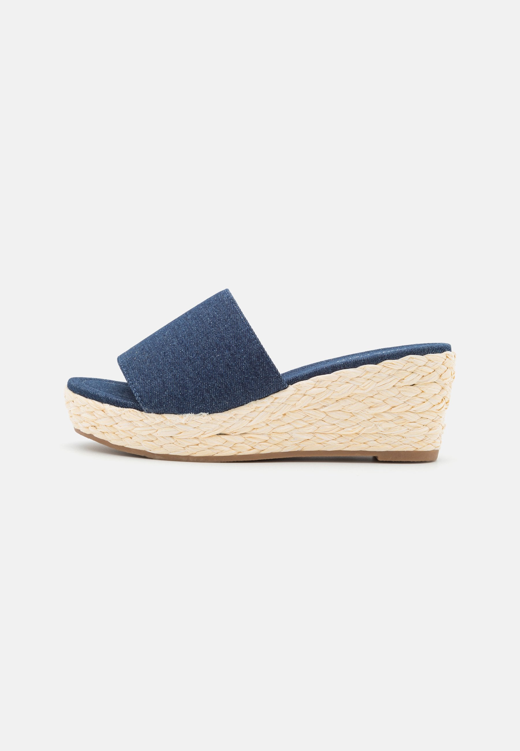 Anna Field Heeled Mules - Blue Denim
