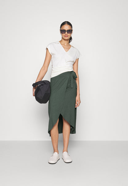 Anna Field Basic Wrap Over Midi Skirt- A-Line Skirt - Light Green