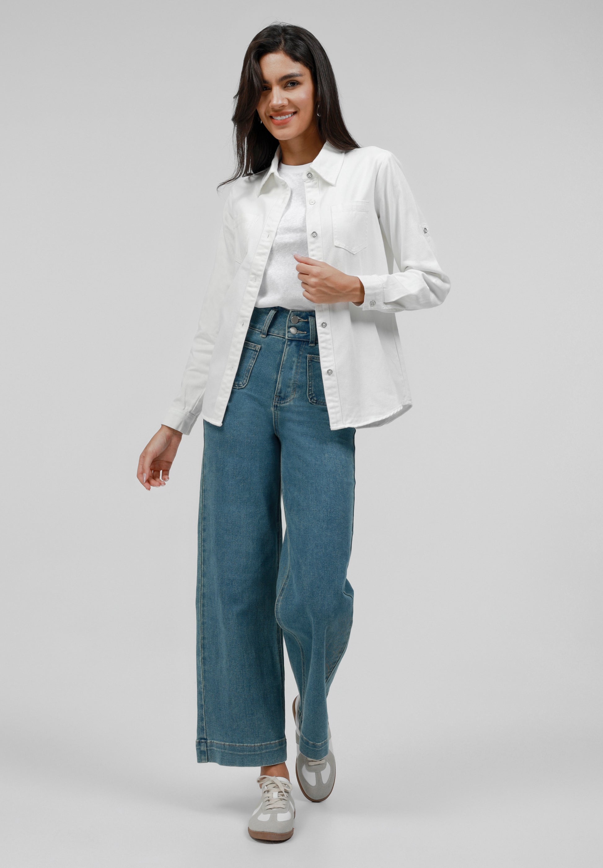 Anna Field Button-down Blouse - Off-white Wash
