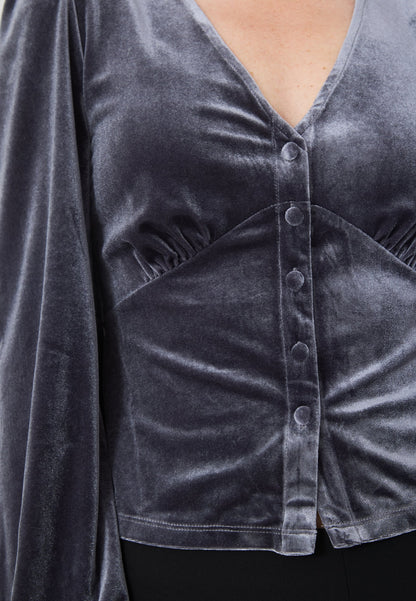 Anna Field VELVET TOP - Blouse - Dark Grey