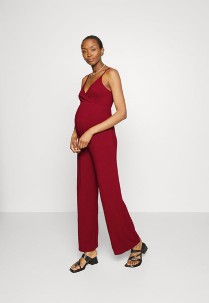  Strappy Drappy Cintered- Jumpsuit - Dark Red