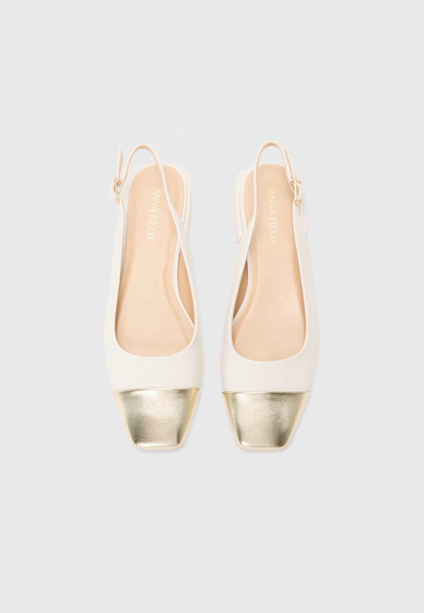  Slingback Ballet Pumps - Off White/gold Coloured