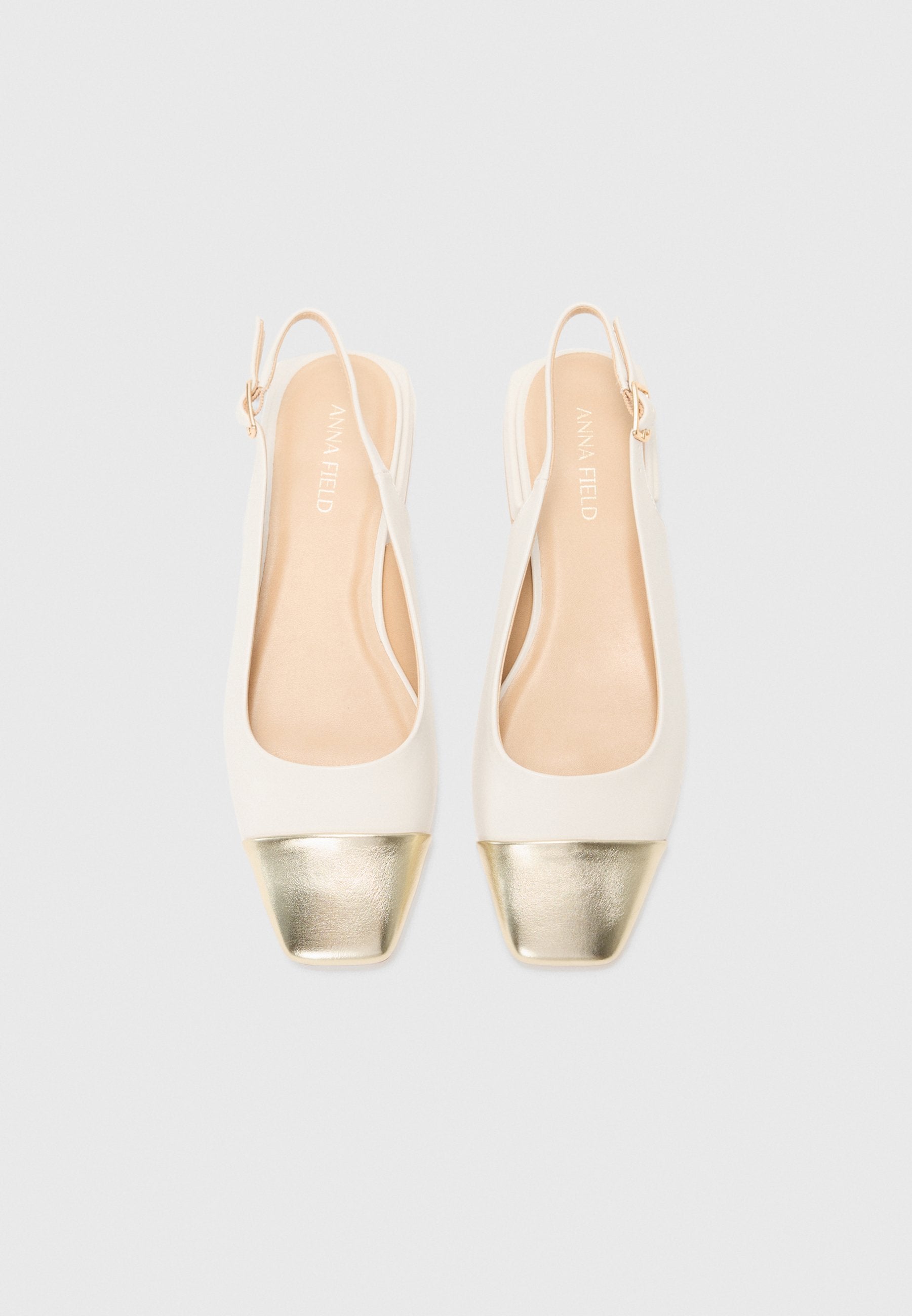  Slingback Ballet Pumps - Off White/gold Coloured