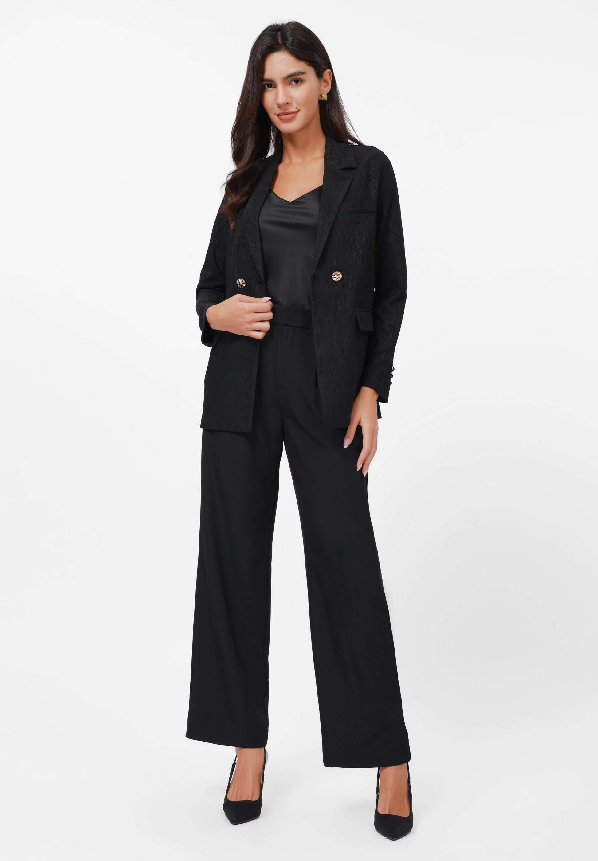 Anna Field TEXTURED CRINKLED - Blazer - Black