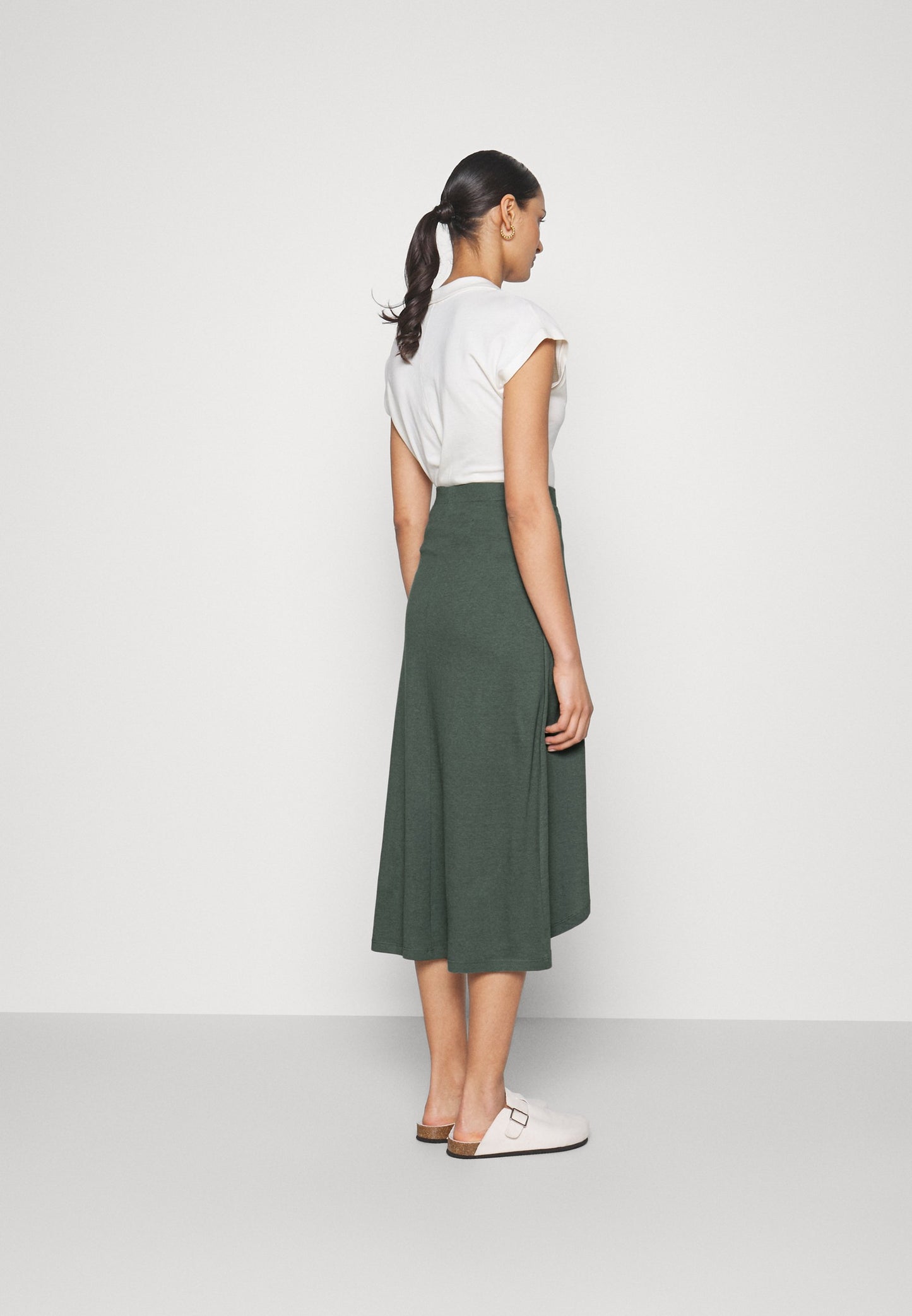 Anna Field Basic Wrap Over Midi Skirt- A-Line Skirt - Light Green