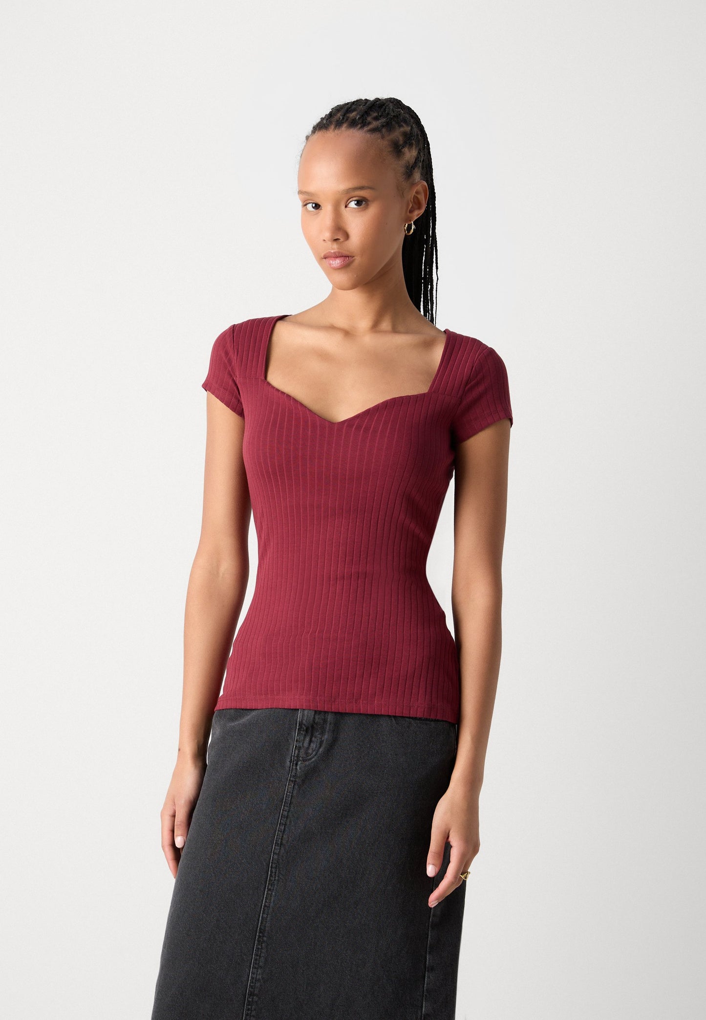 Anna Field Basic T-shirt - Dark Red