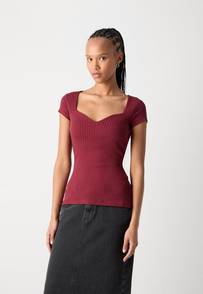 Anna Field Basic T-shirt - Dark Red