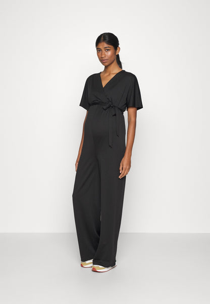  Short Sleeve Wrap Jumpsuit - Jumpsuit - Black