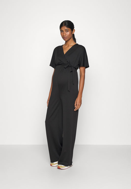 Short Sleeve Wrap Jumpsuit - Jumpsuit - Black