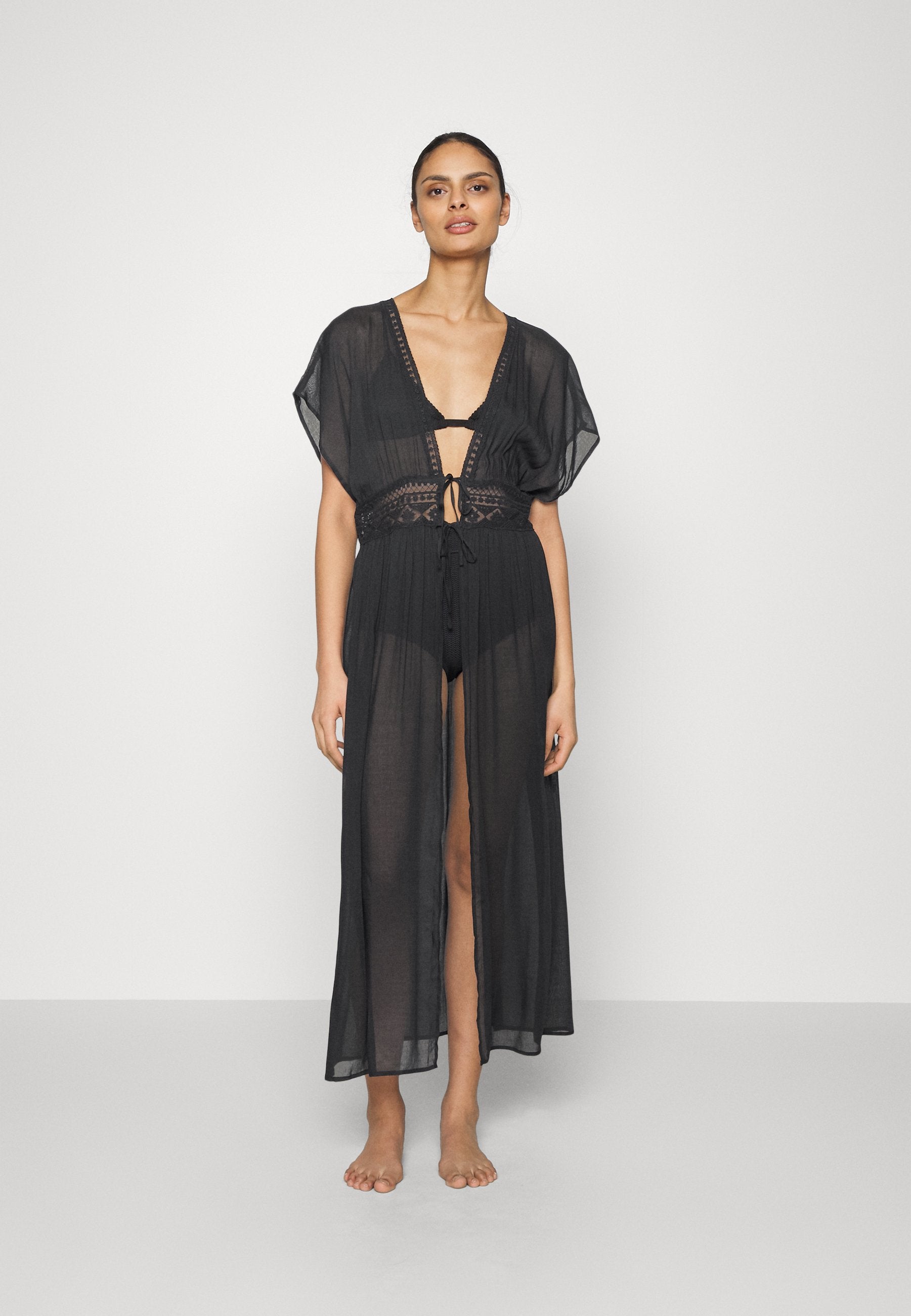 Anna Field Embroidered Cover Up/ 802 - Black - Beach Accessory - 802 - Black
