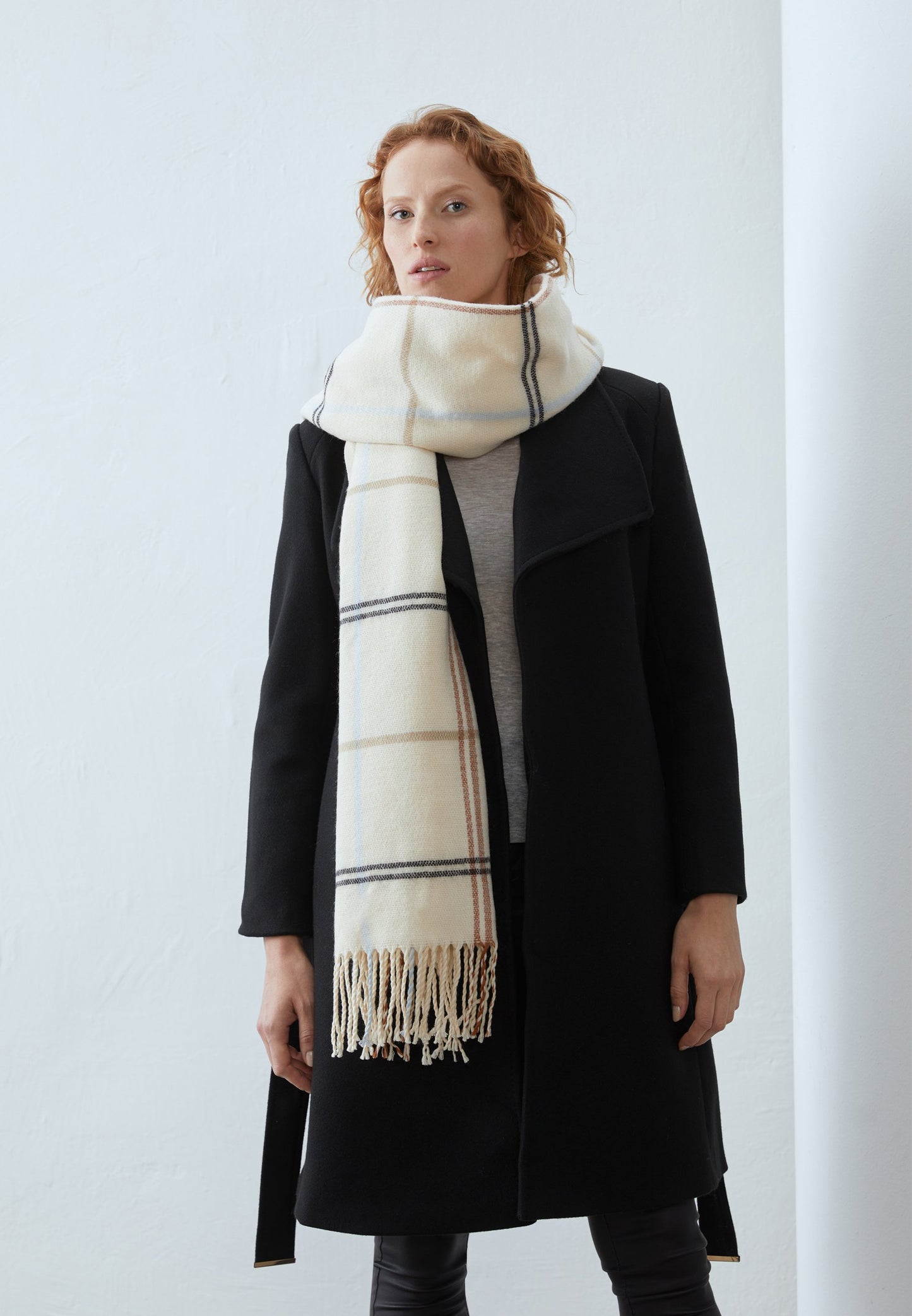 Anna Field Scarf - Off-white,brown,blue