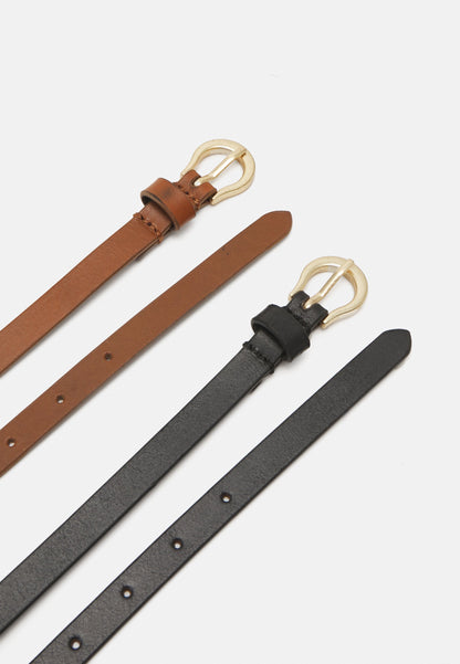 Anna Field LEATHER 2 PACK - Belt - Black/cognac