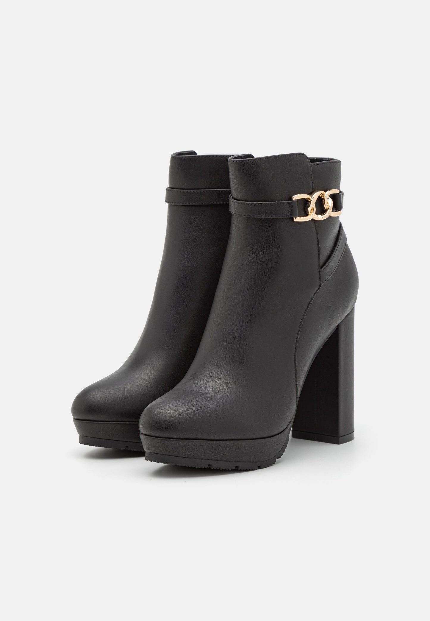 Anna Field Leather- Platform Ankle Boots - Black