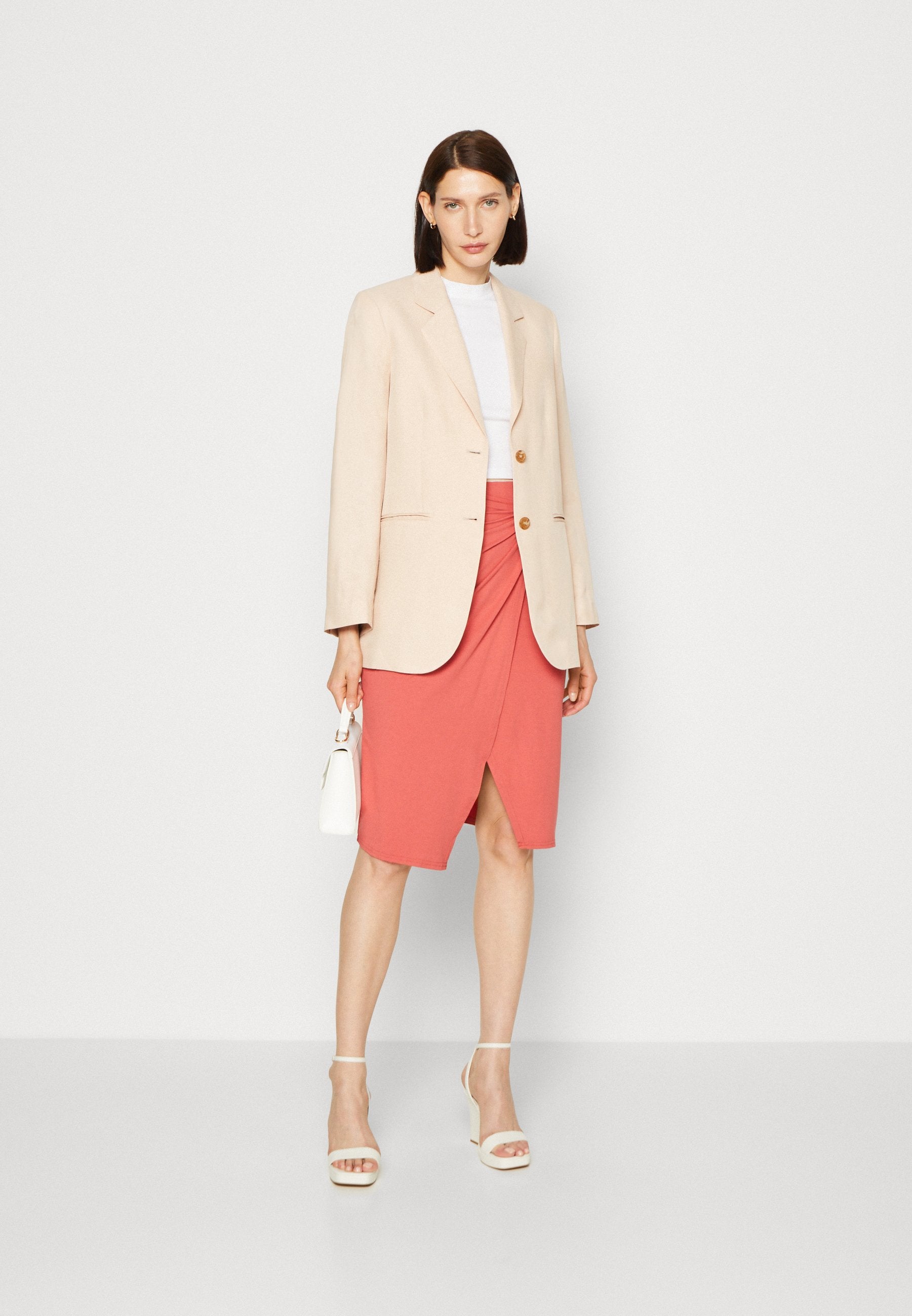 Anna Field Front Knot Midi Skirt - Pencil Skirt - Red