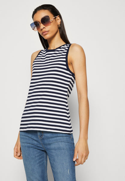 Anna Field Top - Dark Blue/White
