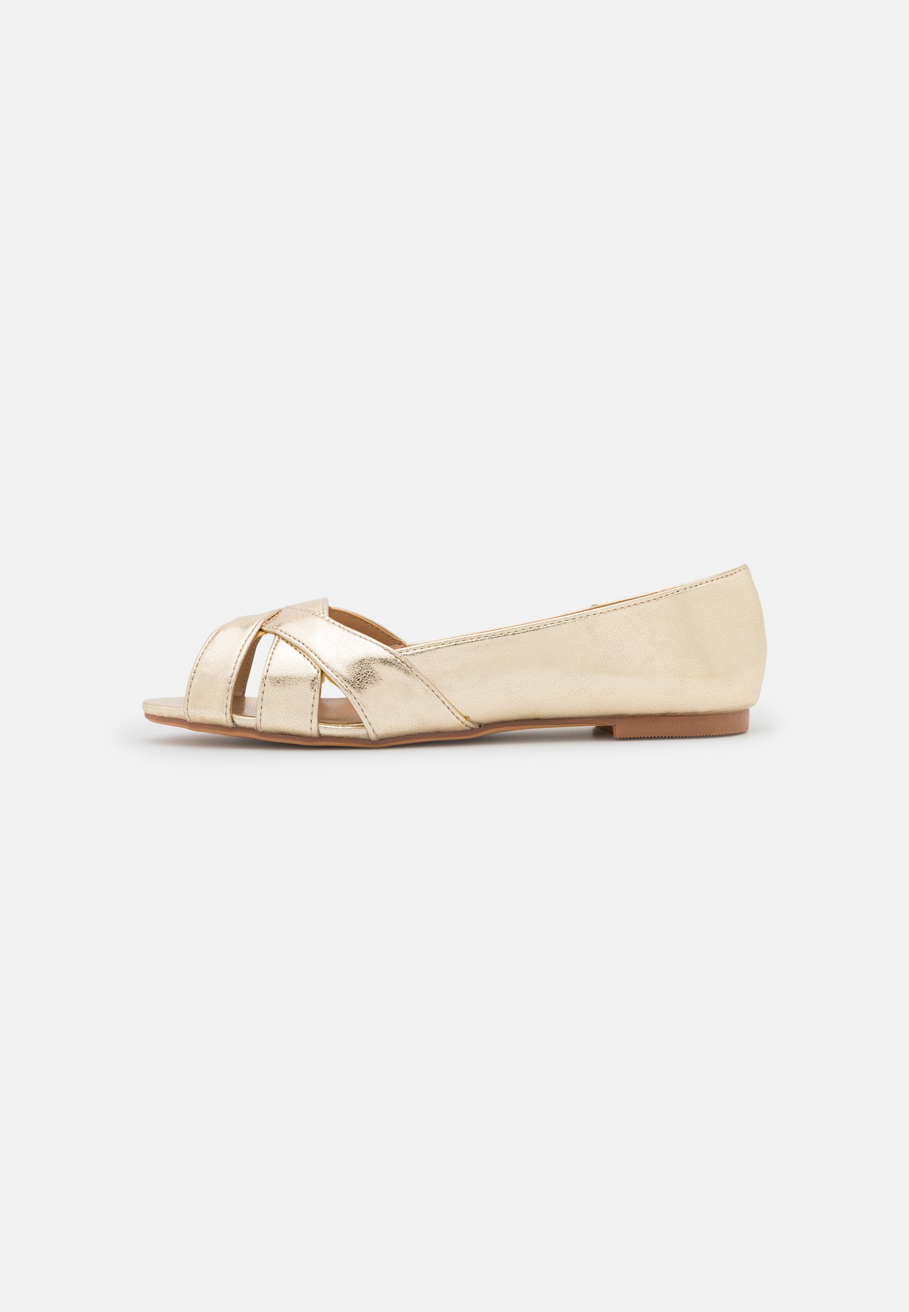 Anna Field Peeptoe Ballet Pumps - Gold