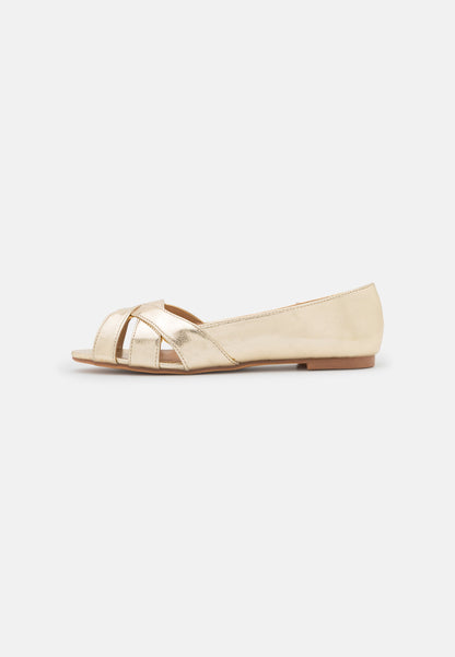 Anna Field Peeptoe Ballet Pumps - Gold