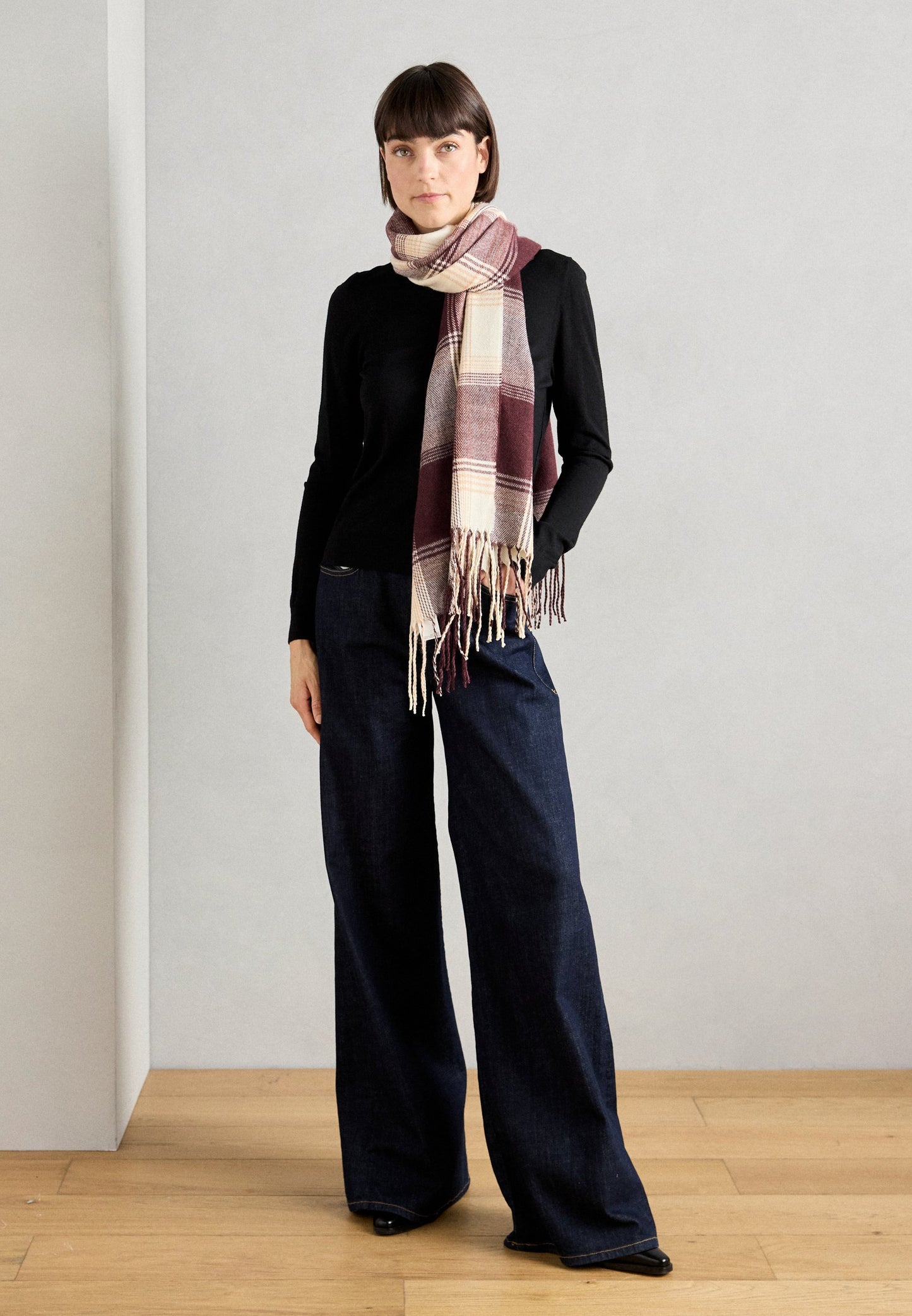 Anna Field Scarf - Wine Red/beige