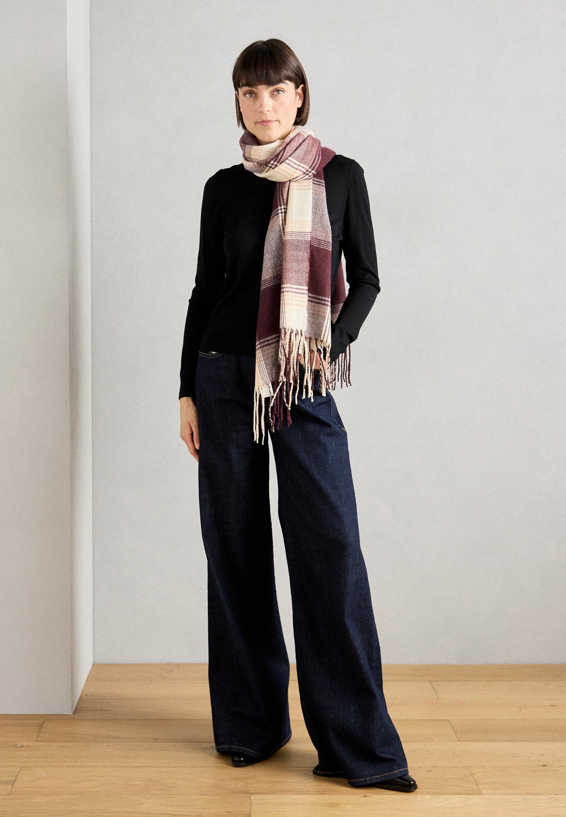 Anna Field Scarf - Wine Red/beige