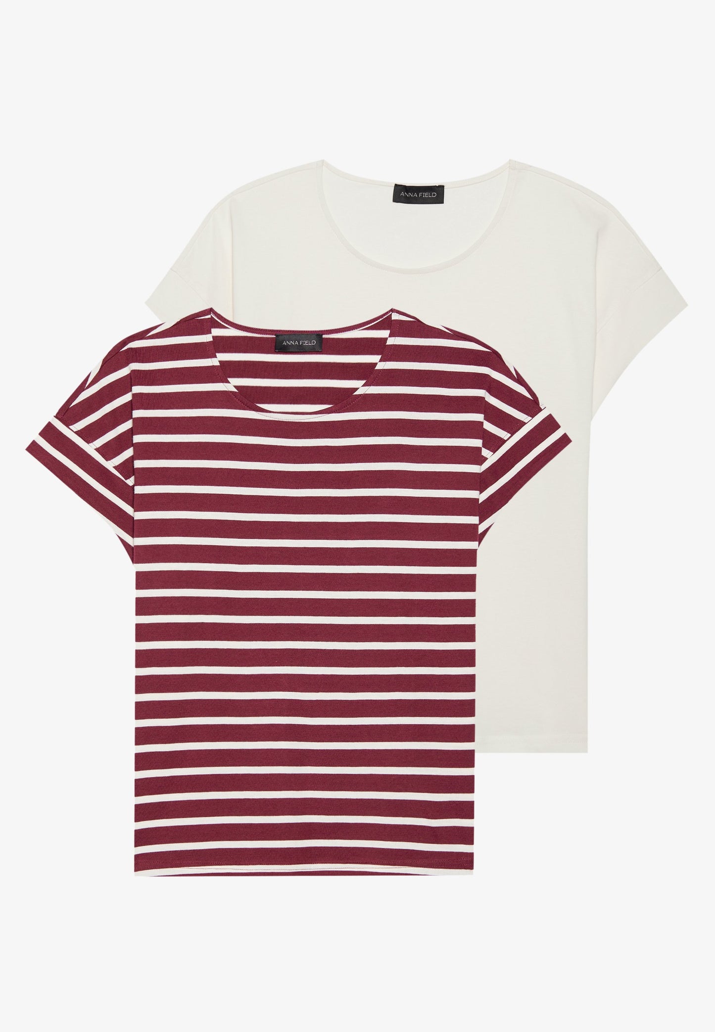 Anna Field 2 PACK - Print T-shirt - White/dark Blue/light Blue