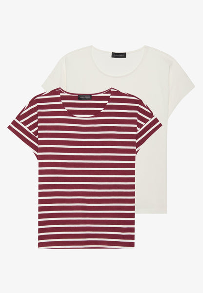 Anna Field 2 PACK - Print T-shirt - White/dark Blue/light Blue