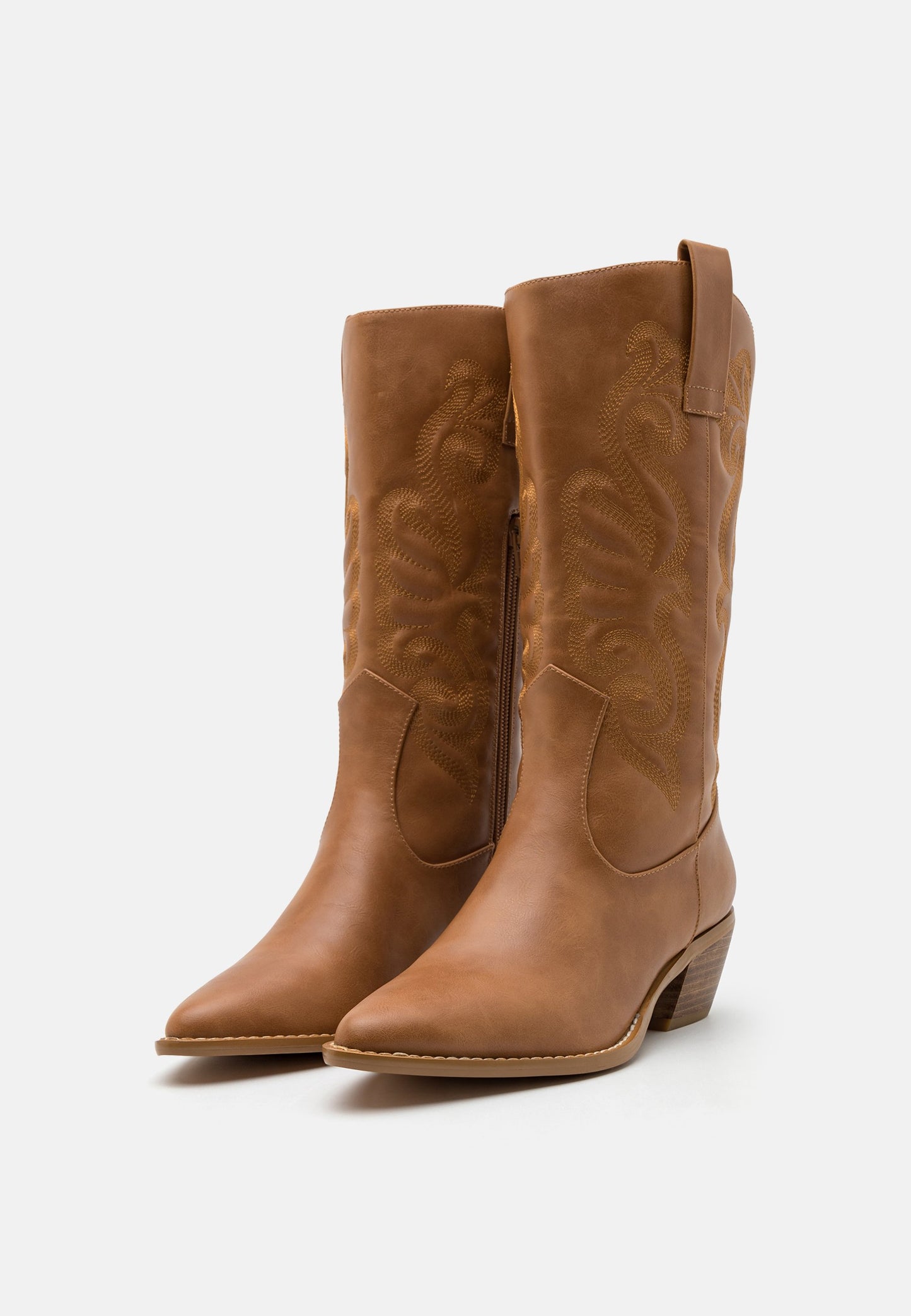 Anna Field Cowboy/Biker Boots - Cognac