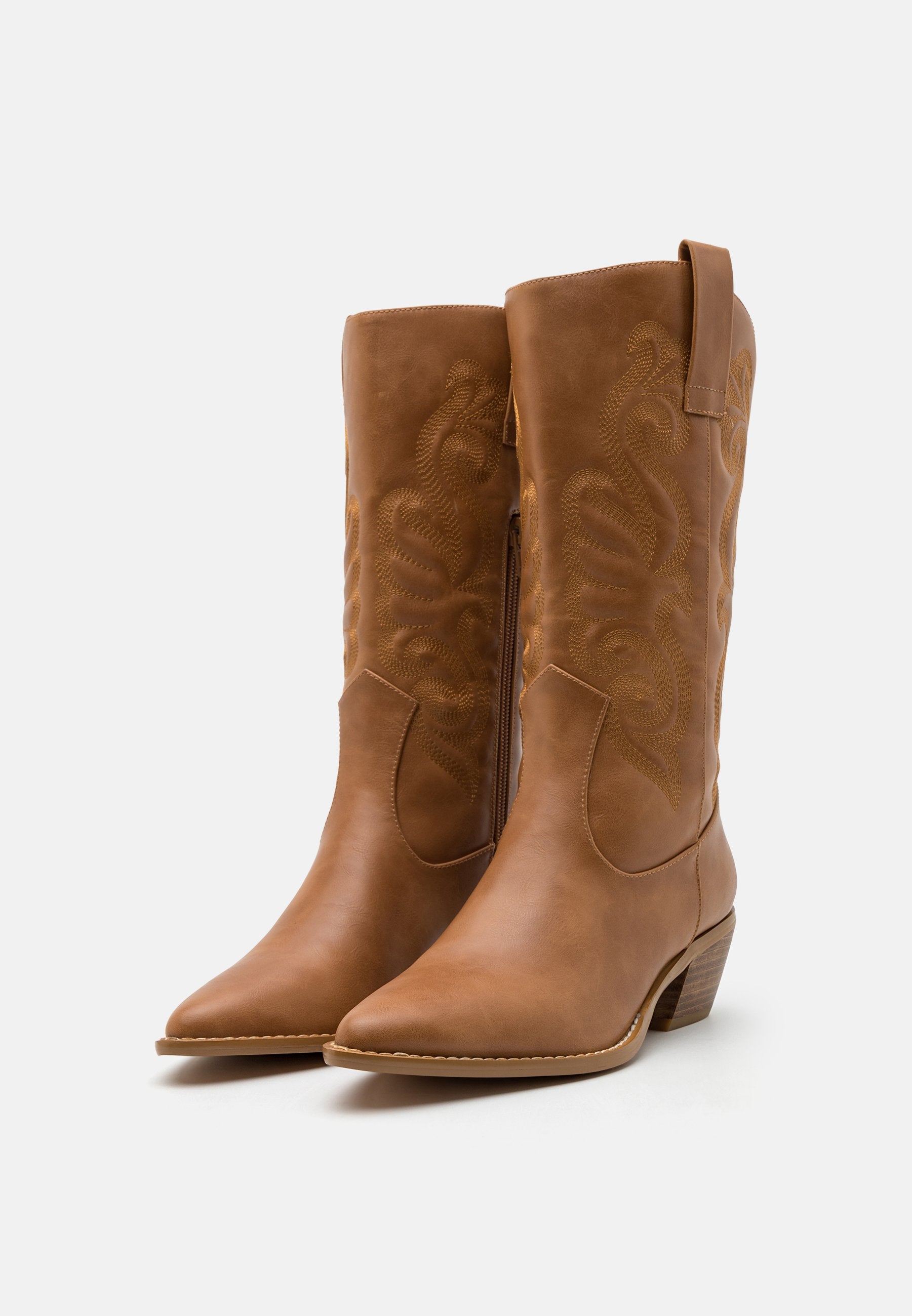 Anna Field Cowboy/Biker Boots - Cognac