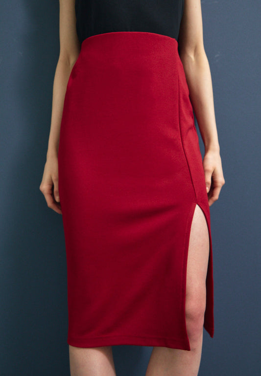 Anna Field Pencil Skirt - Dark Red