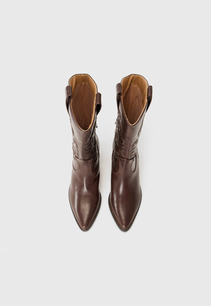 Anna Field Cowboy/Biker Boots - Brown