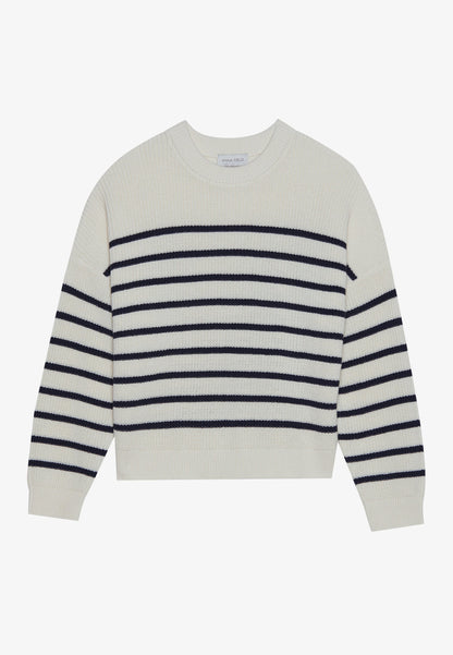 Anna Field Jumper - Off-white/dark Blue
