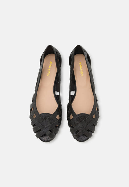 Anna Field Leather - Peeptoe Ballet Pumps - Black