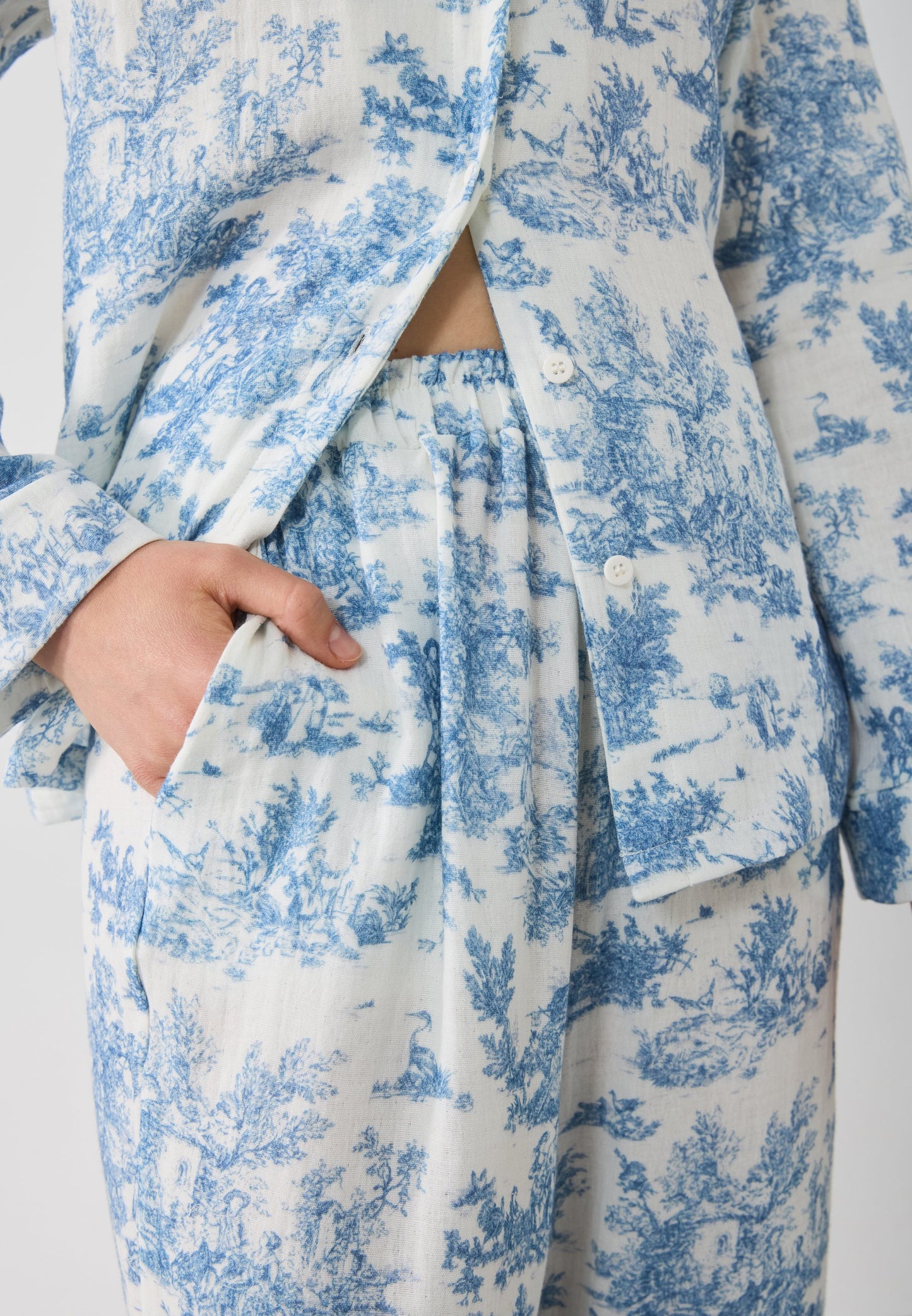 Anna Field SOFT MUSLIN COTTON PRINTED SET - Pyjama Set - White/blue