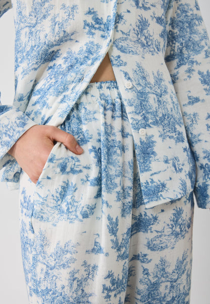 Anna Field SOFT MUSLIN COTTON PRINTED SET - Pyjama Set - White/blue