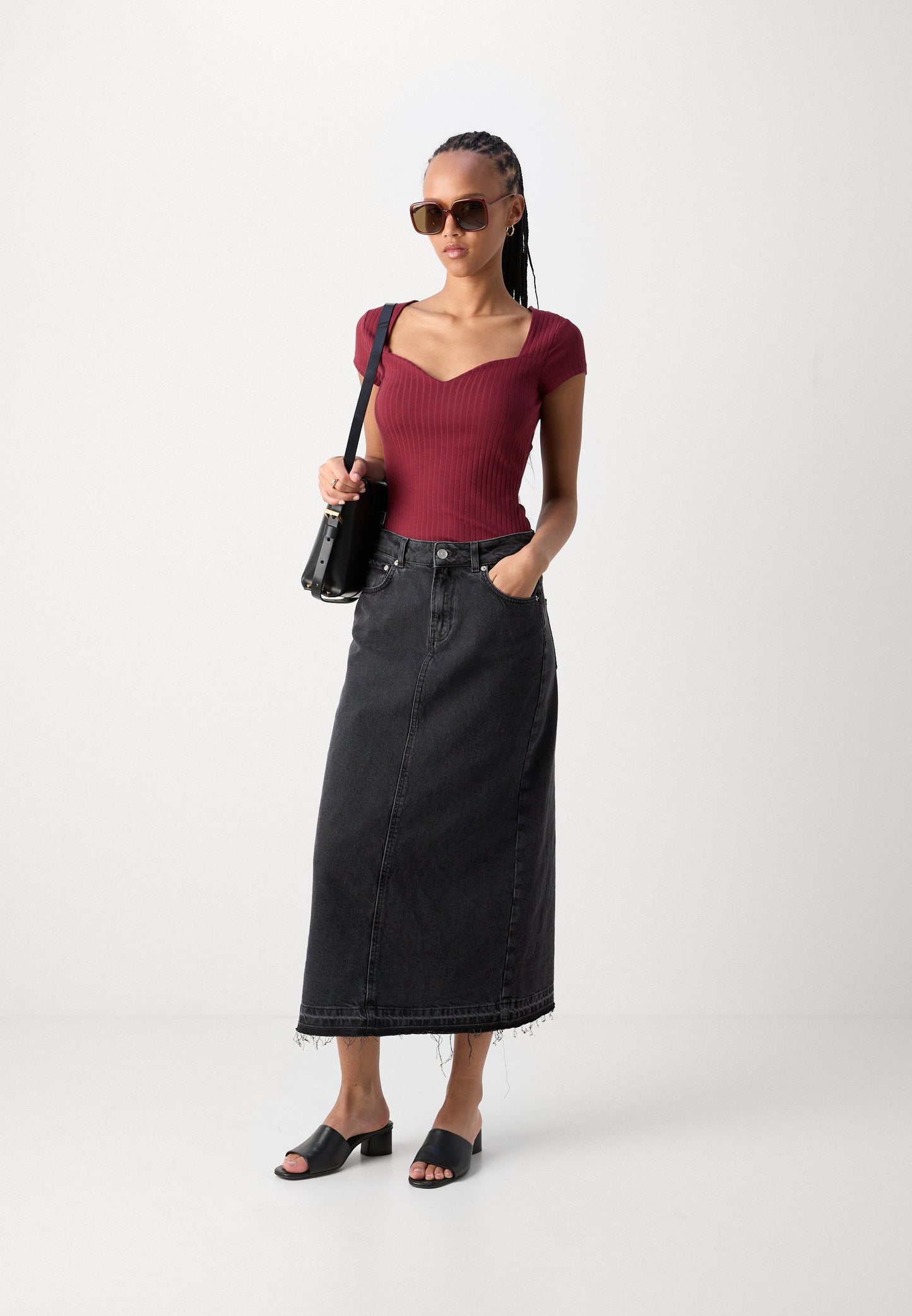 Anna Field Basic T-shirt - Dark Red