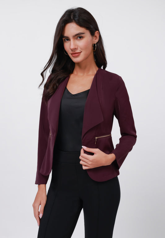 Anna Field Blazer - Burgandy