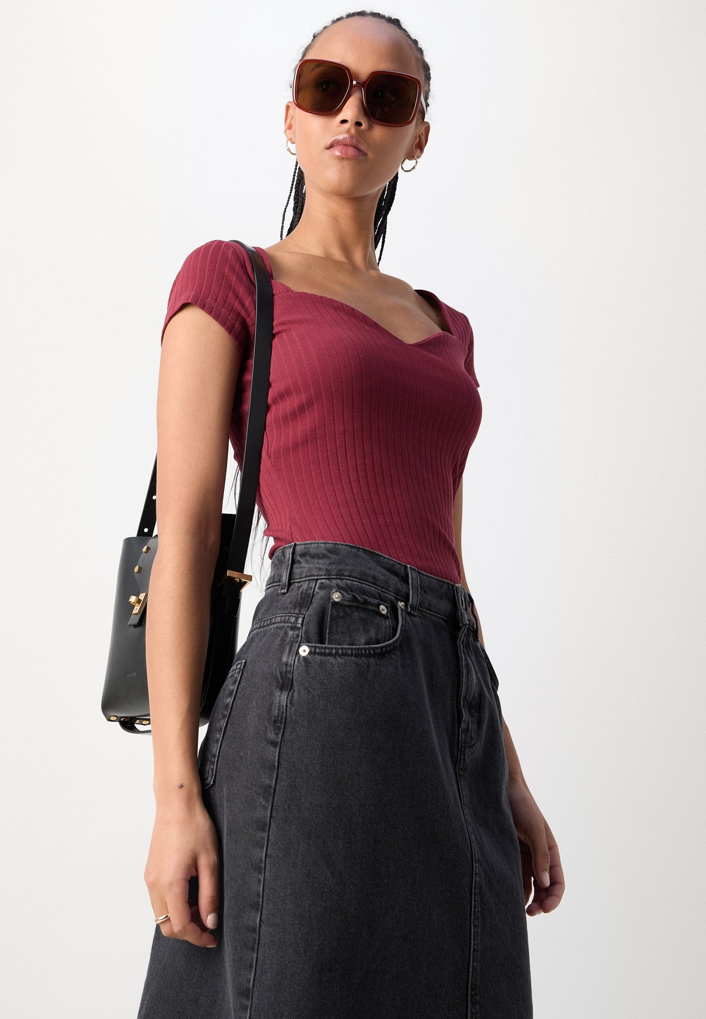 Anna Field Basic T-shirt - Dark Red