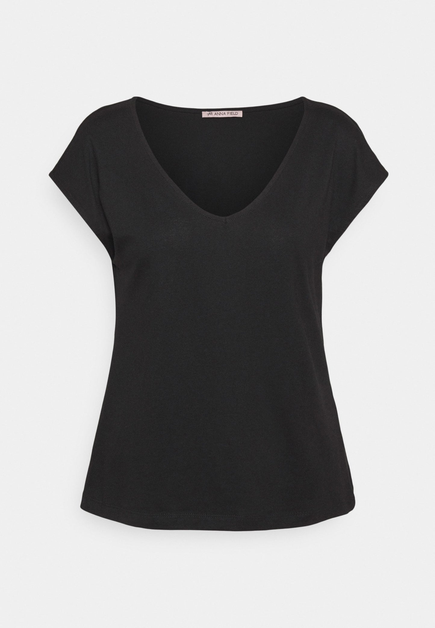 Anna Field Basic V Neck Drop Shoulder 2 Pack- Basic T-Shirt - Black