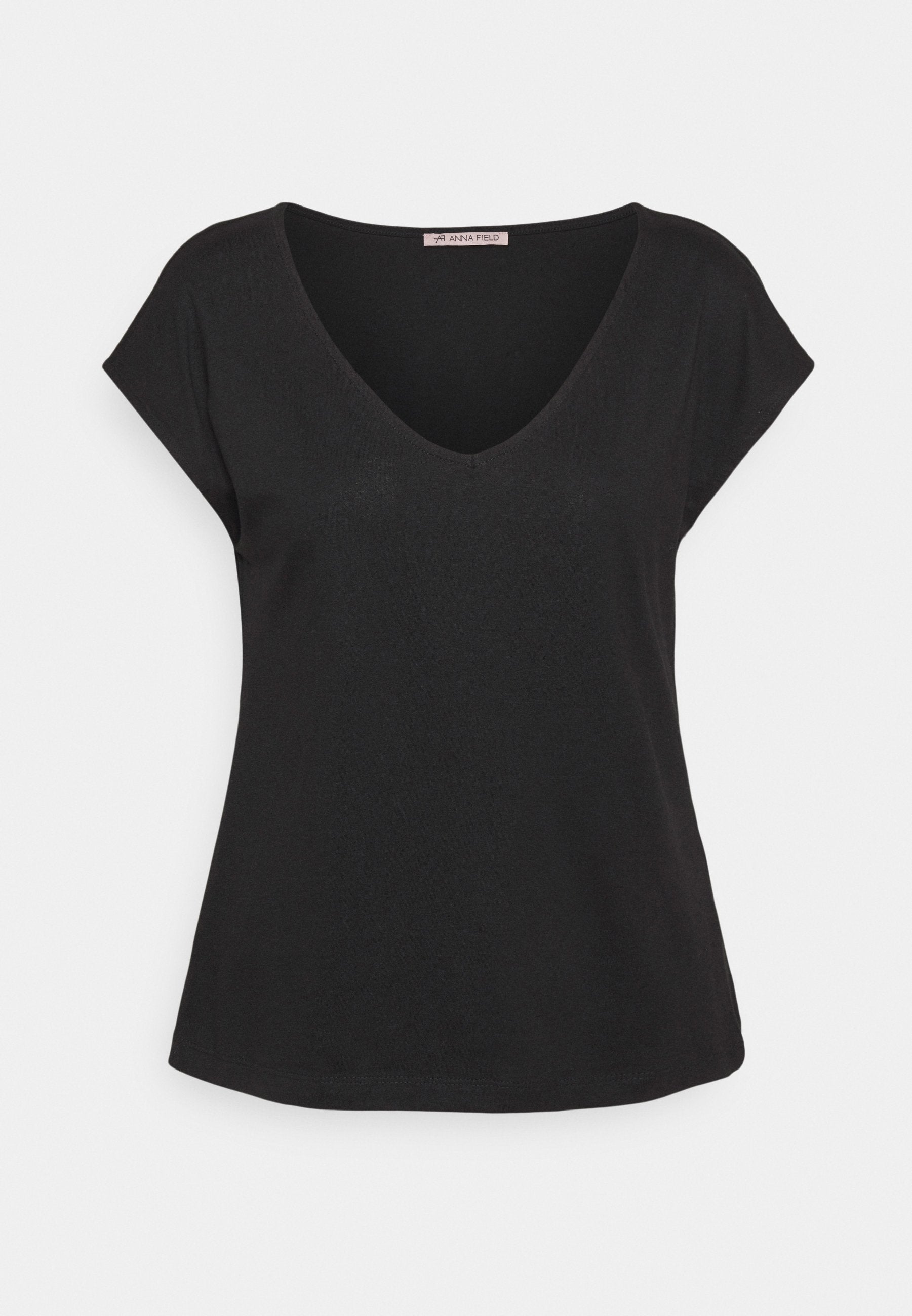 Anna Field Basic V Neck Drop Shoulder 2 Pack- Basic T-Shirt - Black