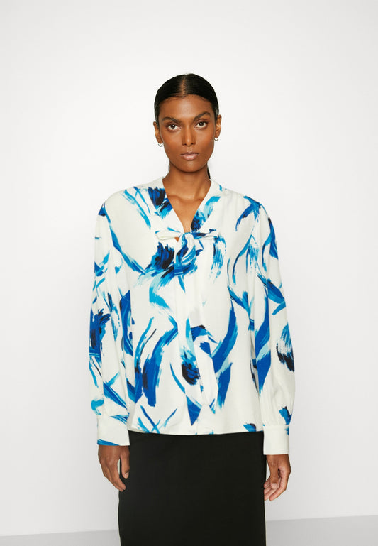 Anna Field Button-Down Blouse - White, Blue