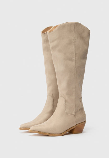  Cowboy/Biker Boots - Taupe